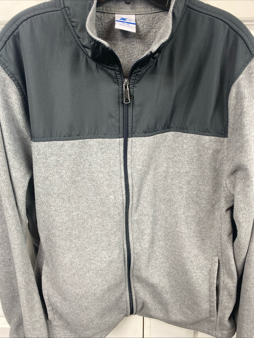 Starter Jacket Men Large Heather Gray Fleece Full Zip Mock Neck Bomber Sweater - Picture 4 of 6